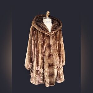 JONES NEW YORK Hooded Faux Fur Overcoat size M